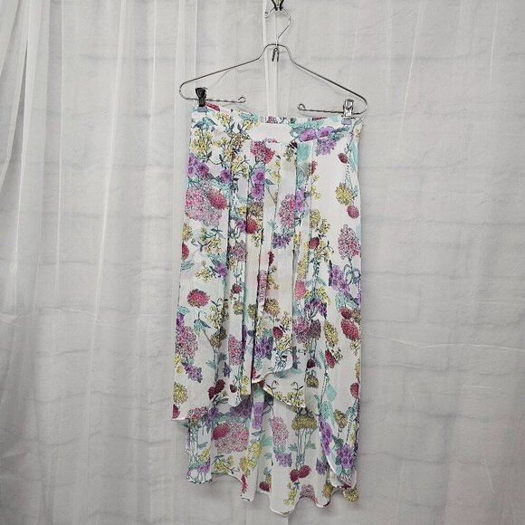 Bisou Bisou Purple Pink Floral Fairy Skirt Hi-Low Sheer Boho Midi M - Picture 10 of 10